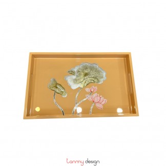 Rectangle lacquer tray with lotus pattern 25*40 cm